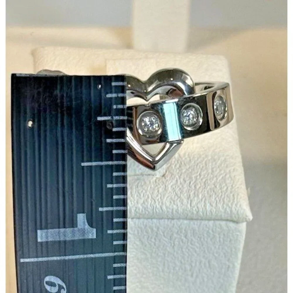 SMD Y2K Stainless Steel Crystal Heart Belt Buckle Ring Size 10 McBling
